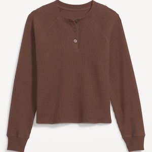 Old Navy XSP brown thermal waffle knit top